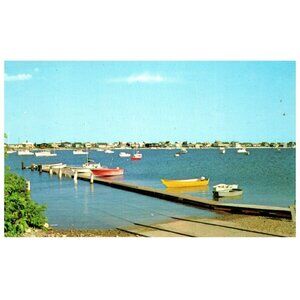 Postcard 1960s? Wells Harbor Wells Maine Chrome Era Boats & Ships Small Harbor